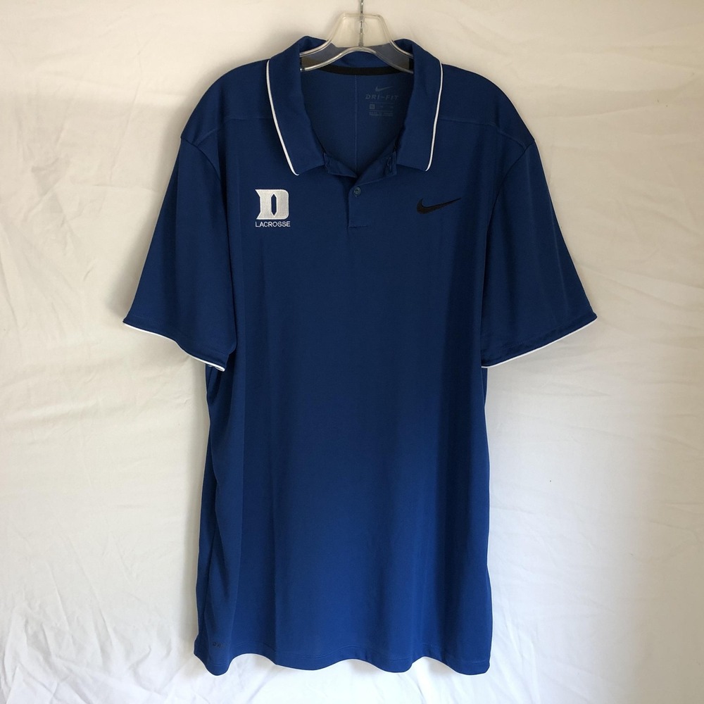 Duke Blue Devils Polo Shirt Mens XL Blue NCAA Lacrosse Nike Dri Fit Performance